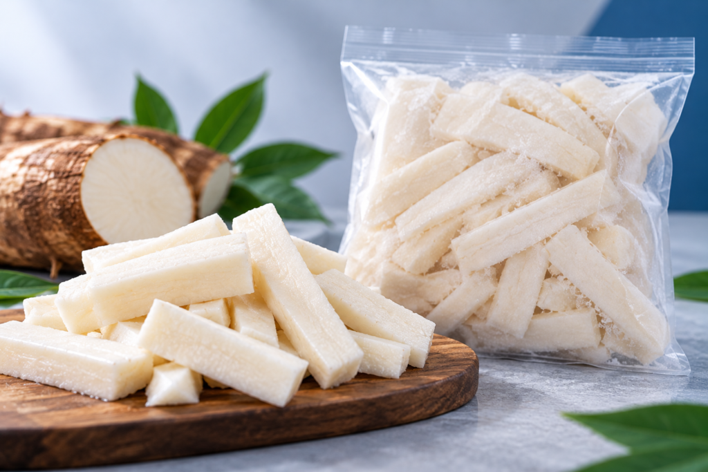 chilled cassava slices product display